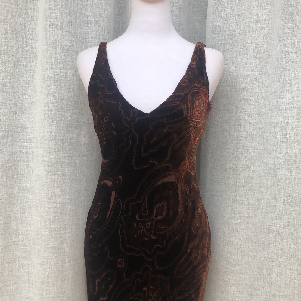Lauren Ralph Lauren Brown Paisley Velvet Dress